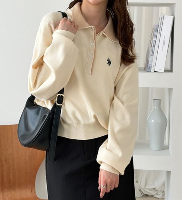 GeeRA（ジーラ）の「【Ｕ．Ｓ．ＰＯＬＯ　ＡＳＳＮ．】バイカラーポロ衿ニット（ニット・セーター）」｜詳細画像