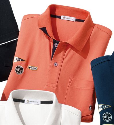 「＜ハッシュパピー＞ワッペン付配色ポロシャツ（メンズポロシャツ）」