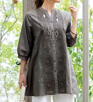 ルフラン（ルフラン）の「パネル刺しゅうワンピース＜ラネルティ＞（チュニック）」｜詳細画像