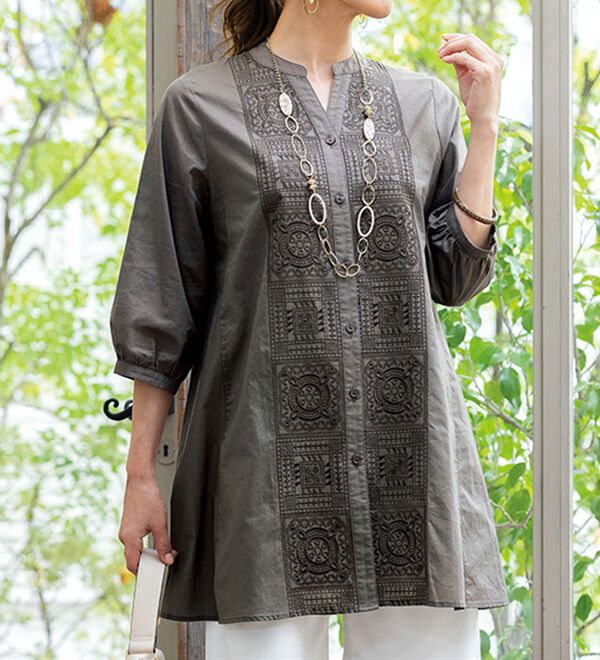 ルフラン（ルフラン）の「パネル刺しゅうワンピース＜ラネルティ＞（チュニック）」｜詳細画像