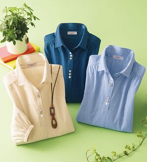 ルフラン（ルフラン）の「【３色組】大活躍！アイロンいらずのかっぽうシャツ（シャツ）」｜3色組