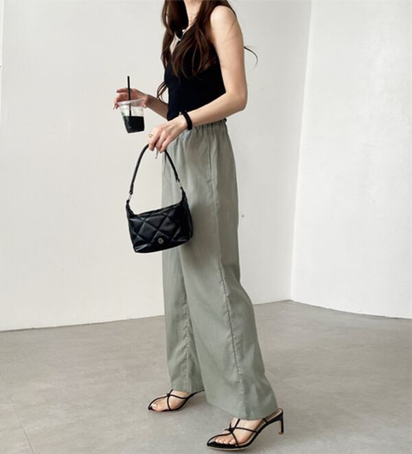 GeeRA（ジーラ）の「冷感リネン風イージーワイドパンツ（ワイドパンツ・ガウチョ）」｜詳細画像