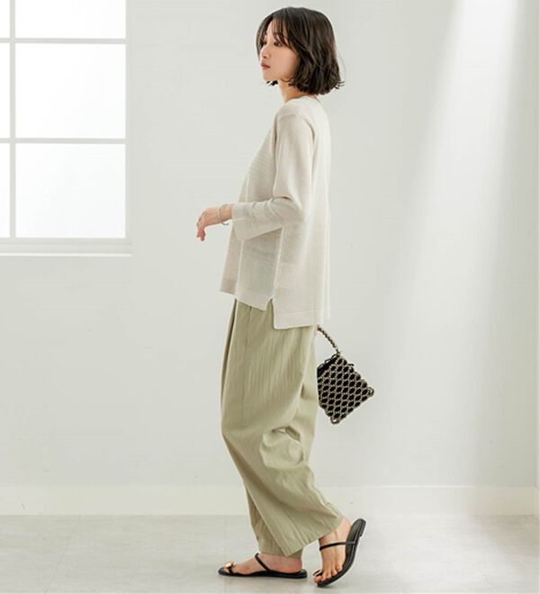 BELLUNA（ベルーナ）の「シャリ感！ボーダー編地ニットプルオーバー（ニット・セーター）」｜詳細画像