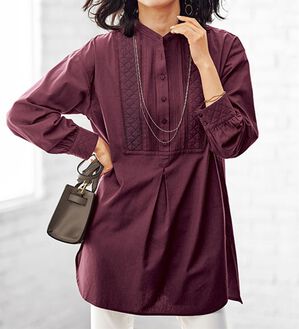 BELLUNA（ベルーナ）の「キルト×ピンタック使いシャツチュニック（チュニック）」｜詳細画像