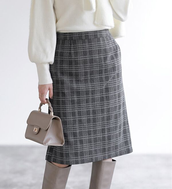 Pierrot（ピエロ）の「丈と柄が選べるカシミヤタッチＩラインスカート（ロングスカート）」｜詳細画像