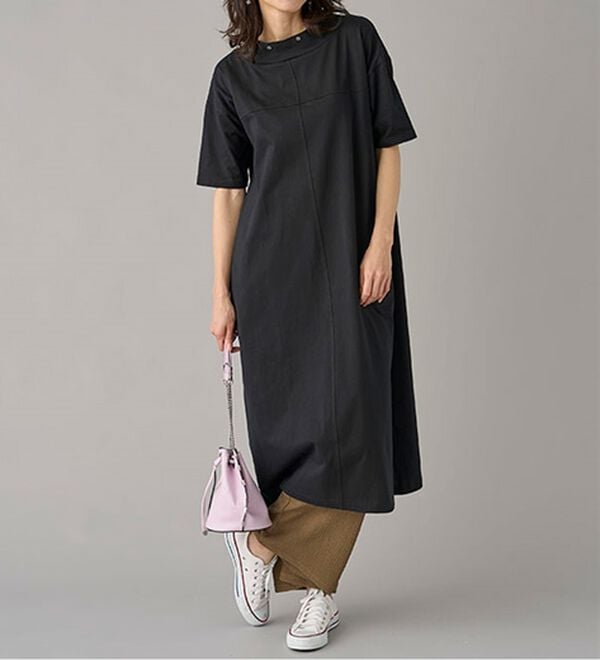 BELLUNA（ベルーナ）の「ひんやリッチコットン大人のワンピース（カットソーワンピース）」｜詳細画像
