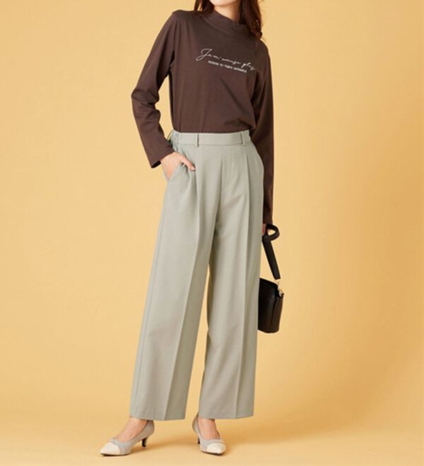 BELLUNA（ベルーナ）の「サマ見え（Ｓ）美脚タック使いワイドパンツ（ワイドパンツ・ガウチョ）」｜詳細画像