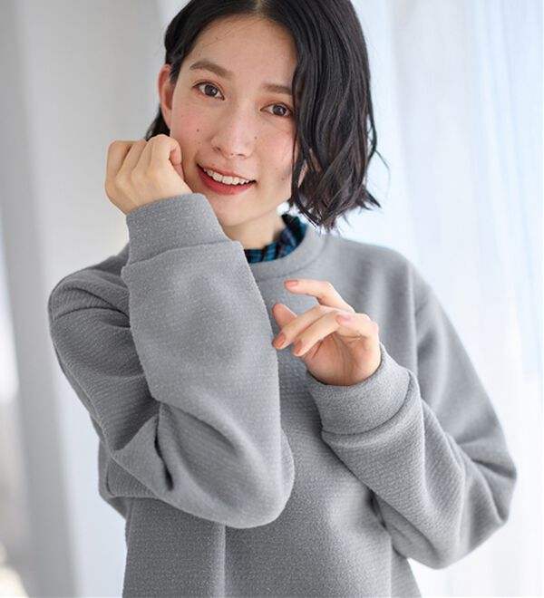 Viola e Viola（ヴィオラ エ ヴィオラ）の「あったか裏起毛異素材切替ニットソートップス（カットソー）」｜詳細画像