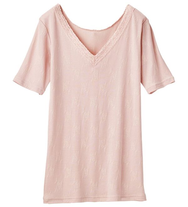 「なめらかシルク入りジャカード半袖インナー（肌着・インナーウェア）」｜ベビーピンク