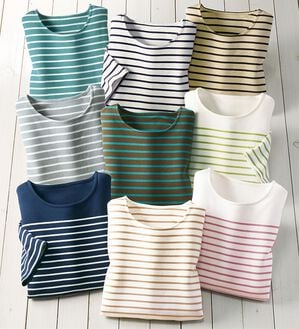 BELLUNA（ベルーナ）の「＜＆ｃｏｃｏｃｈｉ＞ハピネスコットン１００％なめらかボーダープルオーバー（カットソー）」｜詳細画像