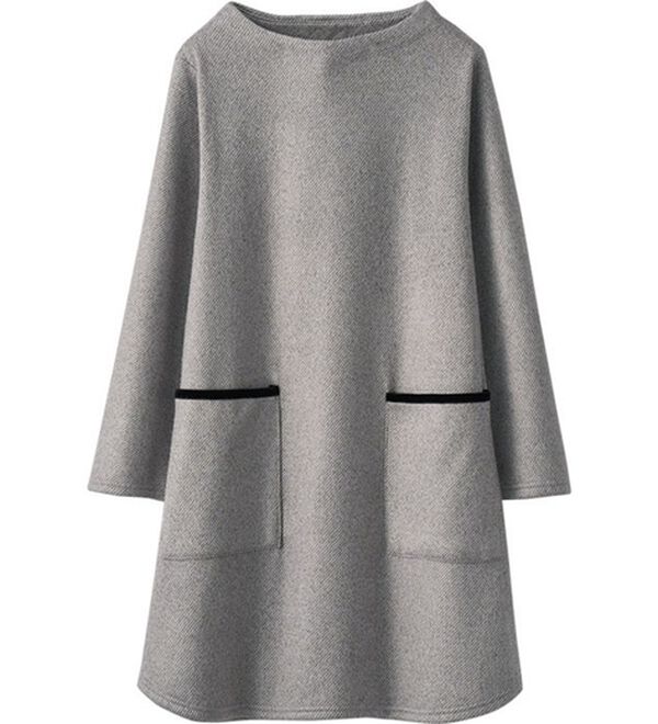 BELLUNA（ベルーナ）の「裏ベロアポケット付ハイネックチュニック（チュニック）」｜グレー系ツイル