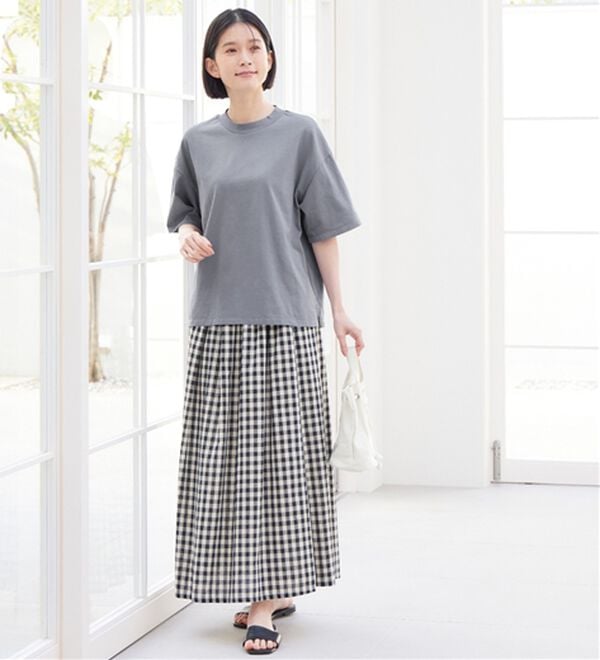Viola e Viola（ヴィオラ エ ヴィオラ）の「【接触冷感】綿１００％プチハイ５分袖Ｔシャツ　さらひやりコットン（Tシャツ）」｜詳細画像