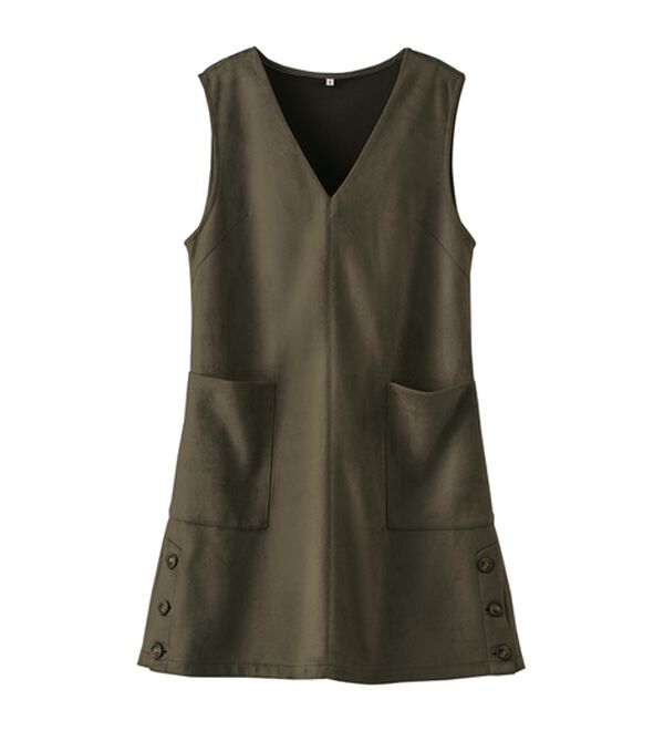 BELLUNA（ベルーナ）の「スエード調サイドボタンジャンパードレス（ジャンパースカート）」｜詳細画像