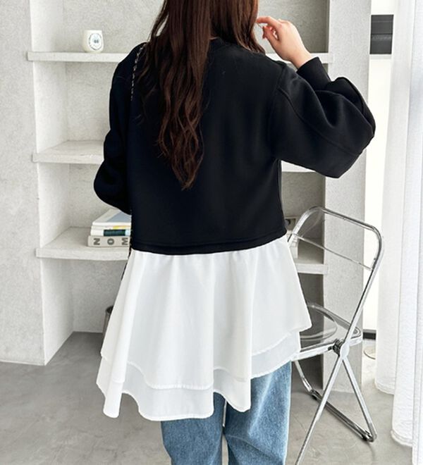 GeeRA（ジーラ）の「レイヤード風ペプラムスウェット（カットソー）」｜詳細画像