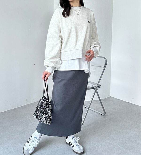 GeeRA（ジーラ）の「【着回し力◎】楽ちんすっきり見え！リブロングスカート（ロングスカート）」｜詳細画像