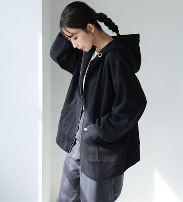 A HAPPY MARILYN（アハッピーマリリン）の「【Ｌ～８Ｌ】【ハピぽか裏起毛】ゆったりジップパーカー 毛玉になりにくい（パーカー）」｜詳細画像