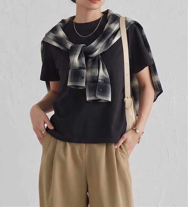 RANAN（ラナン）の「【5つの機能付】ひんやり着回し抜群ベーシックＴシャツ＜選べる着丈＞（Tシャツ）」｜詳細画像
