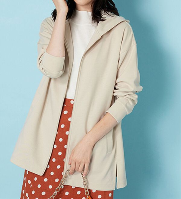 BELLUNA（ベルーナ）の「フードデザインとろみ素材ジップアップパーカー（パーカー）」｜詳細画像