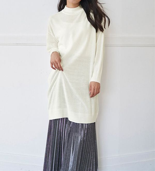 RANAN（ラナン）の「カシミヤタッチニットチュニックワンピース（チュニック）」｜詳細画像