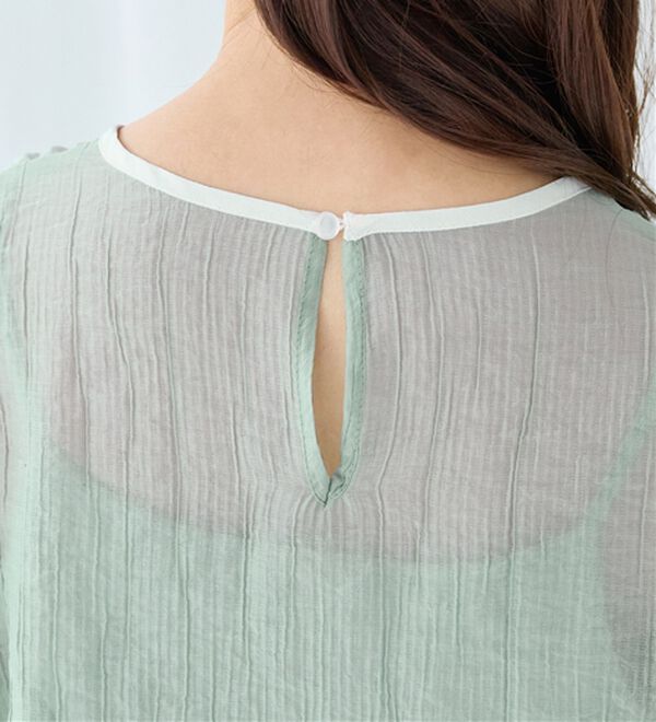 alotta（アロッタ）の「配色楊柳シアーブラウス（ブラウス）」｜詳細画像