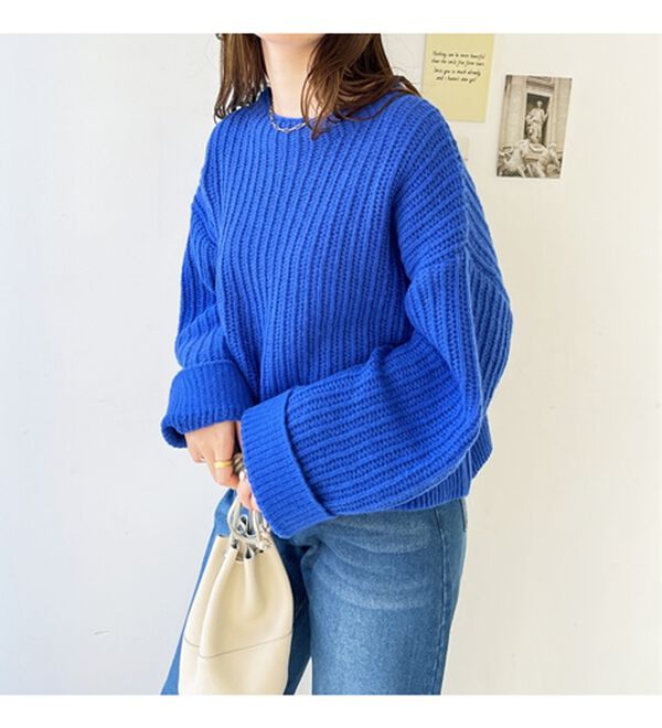 GeeRA（ジーラ）の「ラーベン編モヘアタッチニットトップス（ニット・セーター）」｜詳細画像