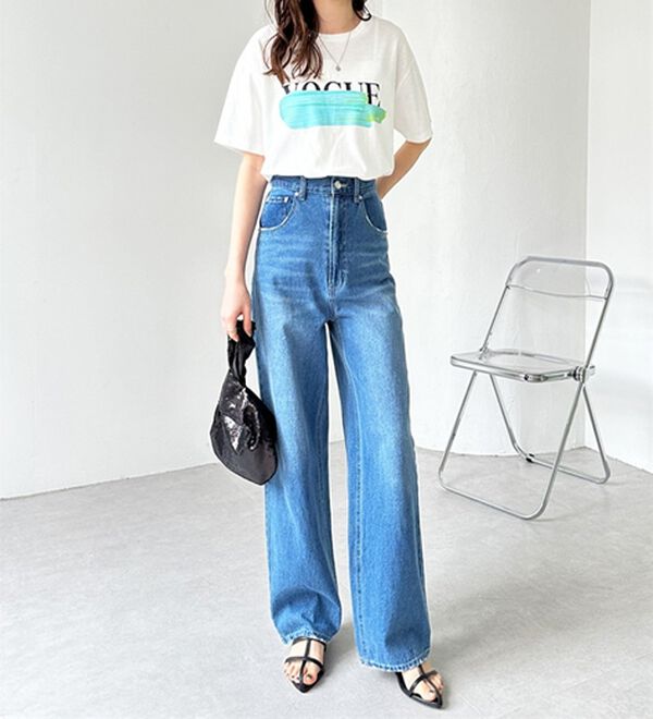 GeeRA（ジーラ）の「ハイウエストストレートデニム（ワイドパンツ・ガウチョ）」｜詳細画像