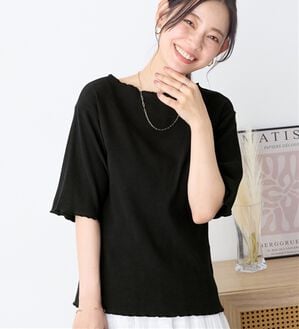 Viola e Viola（ヴィオラ エ ヴィオラ）の「ひんやリブ　メロウデザイントップス（カットソー）」｜ブラック