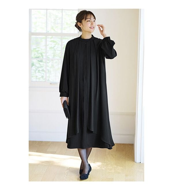 BELLUNA（ベルーナ）の「日本製素材！重ね着風ワンピース（ブラックフォーマル（喪服・礼服））」｜詳細画像