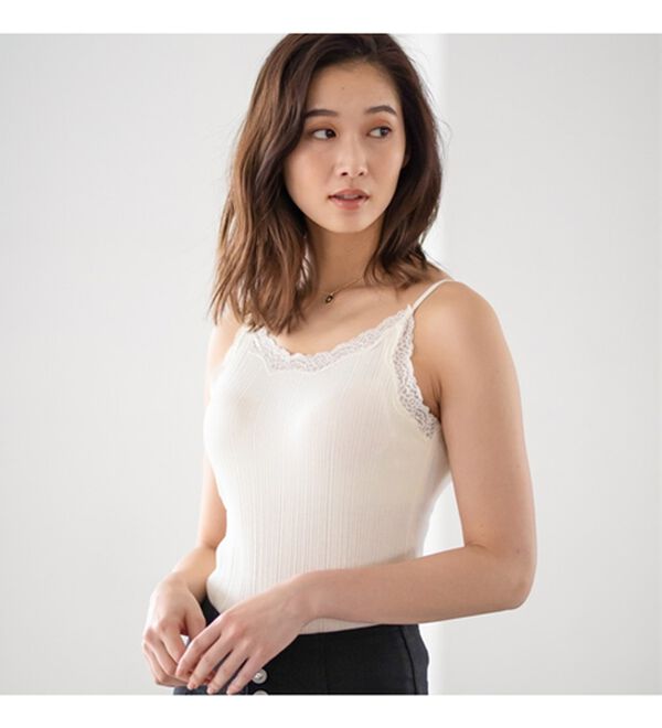 YU'NOW（ユナウ）の「カップ付ランダムリブバックオープンキャミ（ブラトップ・カップ付きインナー）」｜詳細画像