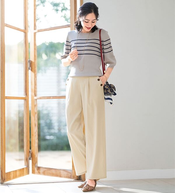 ルフラン（ルフラン）の「強撚スラブ釦デザインパンツ（フルレングスパンツ）」｜詳細画像