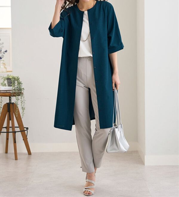 BELLUNA（ベルーナ）の「すっぽり体型カバー！麻調２ｗａｙワンピース（その他ワンピース）」｜詳細画像