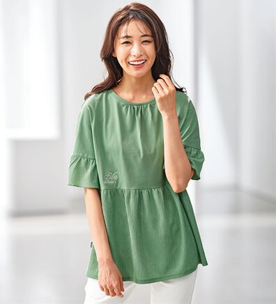 BELLUNA（ベルーナ）の「＜ＦＩＬＡ＞汗ジミ対策異素材切替デザインＴシャツ（カットソー）」