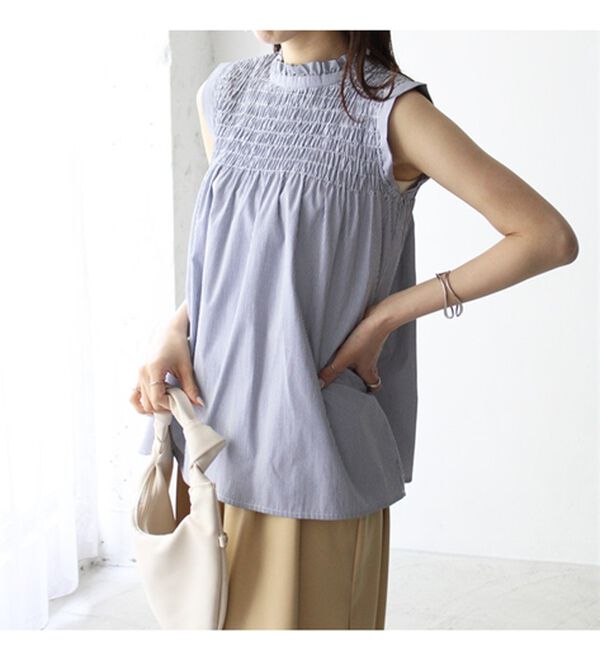 GeeRA（ジーラ）の「ストライプシャーリングブラウス（アンサンブル）」｜詳細画像