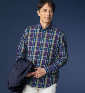 「＜クロコダイル＞長袖チェックシャツ（メンズシャツ）」｜詳細画像