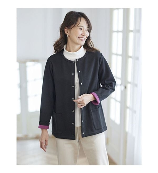 BELLUNA（ベルーナ）の「パチパチしにくい！静電気防止裏フリース配色カーディガン（その他カーディガン）」｜詳細画像