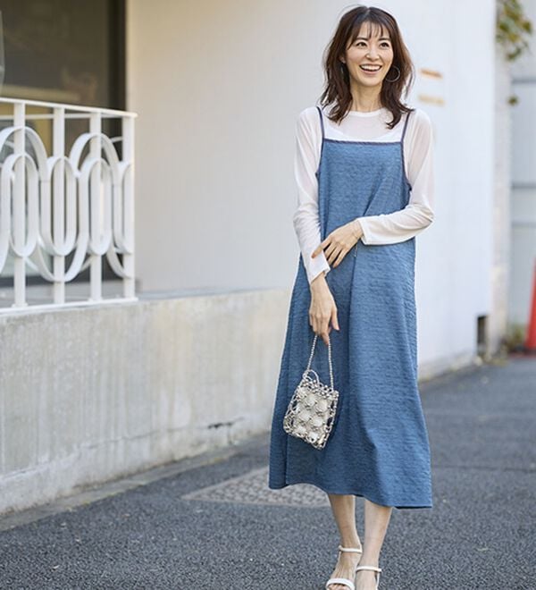 BELLUNA（ベルーナ）の「夏のコーデに悩まない！インナー付ジャカードキャミワンピ（カットソーワンピース）」｜詳細画像