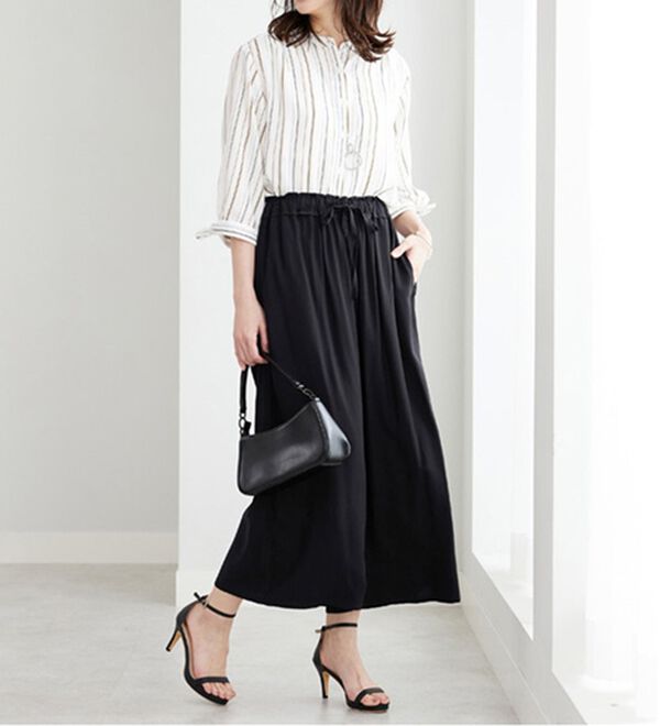 BELLUNA（ベルーナ）の「【接触冷感】レーヨン素材プリントワイドパンツ（ワイドパンツ・ガウチョ）」｜詳細画像