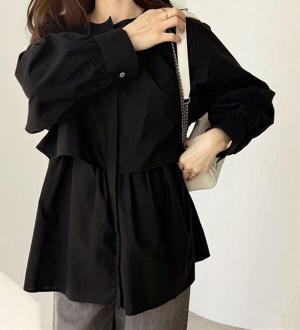 GeeRA（ジーラ）の「羽織にもなる！ペプラムシャツチュニック（チュニック）」｜詳細画像