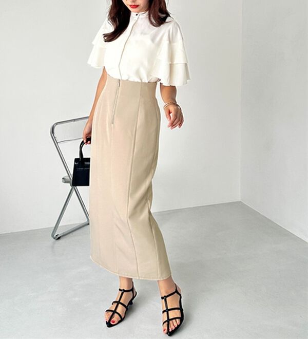 GeeRA（ジーラ）の「ＯＮ／ＯＦＦ使える！フロントファスナースカート（ロングスカート）」｜詳細画像