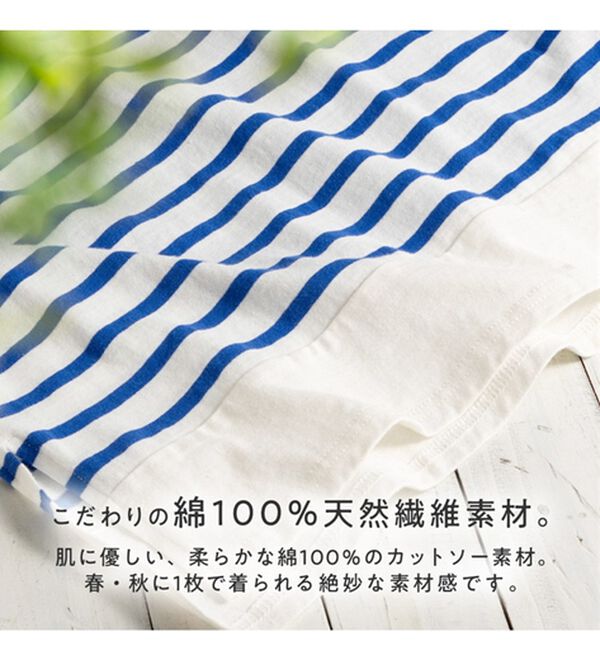 Viola e Viola（ヴィオラ エ ヴィオラ）の「綿１００％バスクボーダーランタン袖トップス（カットソー）」｜詳細画像