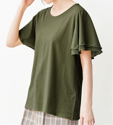 Viola e Viola（ヴィオラ エ ヴィオラ）の「【５つの機能付】袖シフォンゆるＴシャツ（Tシャツ）」