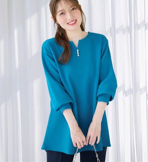 alotta（アロッタ）の「【イージーケア】裏起毛フワぽかエンボスチュニック（チュニック）」｜エメラルドブルー