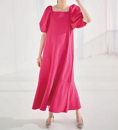 RANAN（ラナン）の「ひんやり！スクエアネックボリューム袖ワンピース（その他ワンピース）」