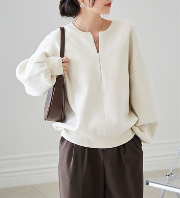 RANAN（ラナン）の「ハーフジップスウェットライクニット（ニット・セーター）」｜詳細画像