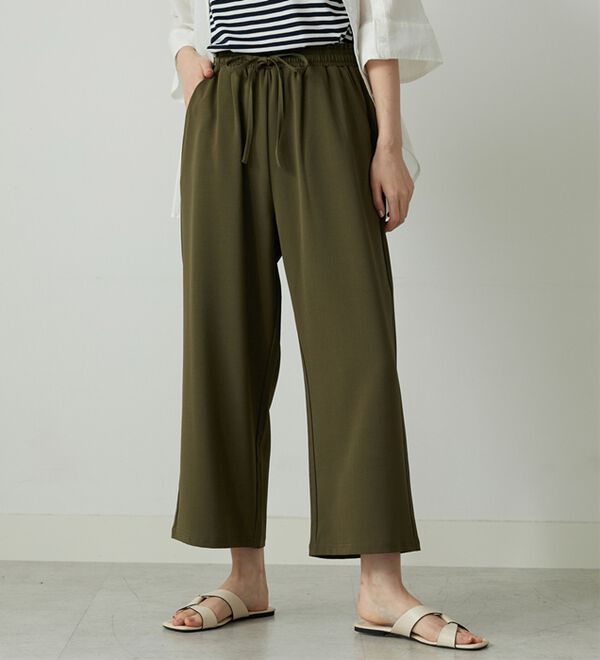 BELLUNA（ベルーナ）の「【接触冷感/UVカット/吸水速乾/イージーケア】カナパストレッチ素材ワイドパンツ（ワイドパンツ・ガウチョ）」｜詳細画像