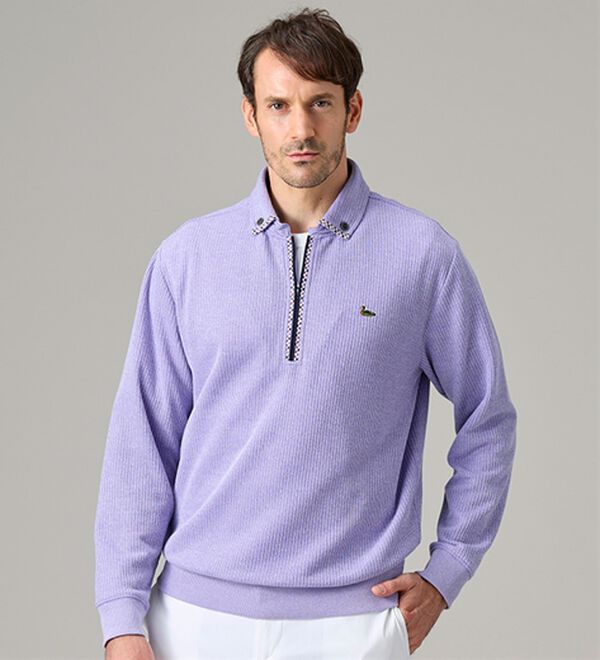 「＜デコイ＞衿デザイン杢調トレーナー（メンズトレーナー）」｜詳細画像