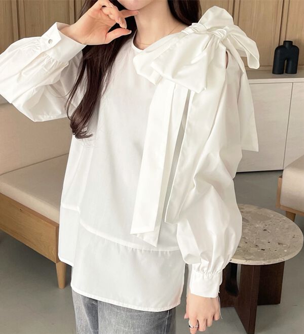 「【YOUING.】ショルダーリボンブラウス（ブラウス）」｜詳細画像