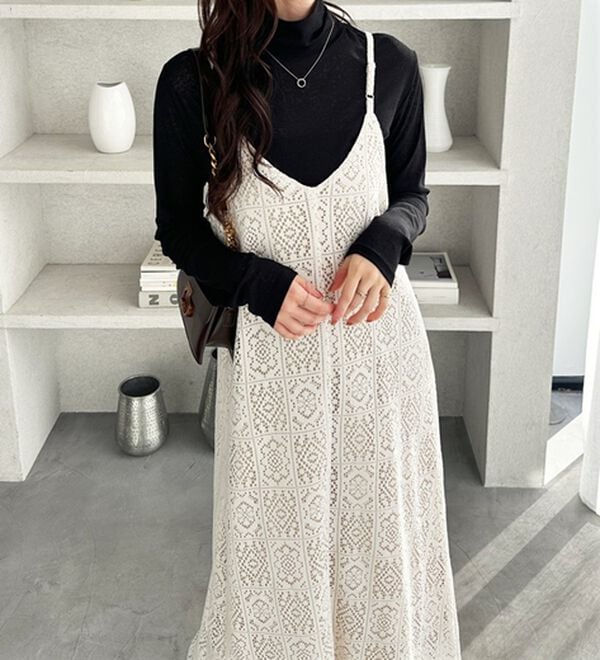 GeeRA（ジーラ）の「前後２ＷＡＹパネルレースキャミワンピース（その他ワンピース）」｜詳細画像