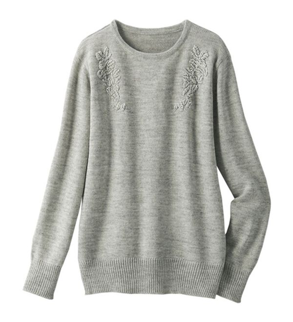 ルフラン（ルフラン）の「【３色組】花モチーフ刺しゅうニット（ニット・セーター）」｜詳細画像