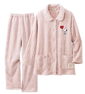 LAVIENNE（ラヴィエンヌ）の「＜ＰＥＡＮＵＴＳ＞ふわもこケーブルフリース前開きパジャマ（パジャマ・ルームウェア）」｜ピンク